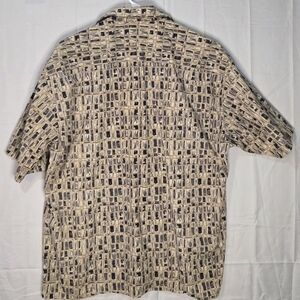 Pierre Cardin Abstract Print Button Up Shirt Mens XL 90s Inspired Artsy Style